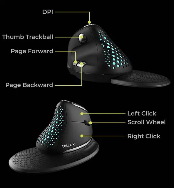 DELUX エルゴノミックワイヤレスマウス デラックスシーカー　青 DELUX | GAMING DEVICE | ERGONOMIC MOUSE AND KEYBOARD